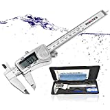 Digital Caliper Micrometer Measuring Tool - 6 inch Stainless Steel Electronic Vernier Calipers, IP54 Waterproof Accurate Gauge with LCD Screen Inch Fractions Millimeter Conversion by TENGYES