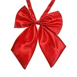 Ladies Adjustable Pre tied Bowtie - Solid Color Bow Ties for Women (Hot red