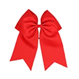 ZOONAI Women Teen Girls Large Classic Hair Accessories Big Hair Bow Ponytail Holder Hair Tie (Red)