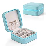 Vlando Small Travel Jewelry Box Organizer Display Storage Case for Rings Earrings Necklace (Blue)