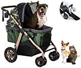 HPZ Pet Rover Titan-HD Premium Super-Sized Dog/Cat/Pet Stroller SUV Travel Carriage/w Access Ramp/100Lbs Capacity/Pumpless Rubber Wheels/Aluminum Frame for Small, Med, Large, XL Pets (Green Camo)