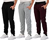 3 Pack Mens Joggers Tech Fleece Active Sports Athletic Training Soccer Track Gym Running Slim Fit Tapered Casual Jogger French Terry Quick Dry Fit Sweatpants Pockets Elastic Bottom,Set 2,M