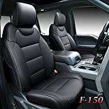 Tecoom Front and Back Seat Covers 5 Pieces, Waterproof Leather Truck Seat Protectors Custom Fit Full Set, Compatible with Ford F-150 2015-2021 & F-250 F-350 F-450 2017-2021 (Raptor Style, Black)