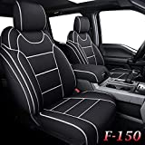 Coverado Front and Rear Seat Covers, Waterproof Neoprene Seat Protectors Full Set, Custom Ford Interior Fit 2015-2021 F150 SuperCrew 2017-2022 F250 F350 F450 CrewCab, White Line Patern