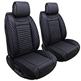 Aierxuan Front Captain Seat Covers Leather Car Seat Protector Waterproof Universal for Jeep Wrangler Liberty Renegade Compass Cherokee Mitsubishi Outlander Evolucion Galant (2 Pcs Front/Black)
