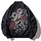 XYXIONGMAO Japanese Dragon Men'S Hip-Hop Clothing Oversized Men Bomber Jacket Couple Streetwear Pilot Jacket (black, XL)