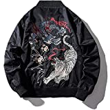 XYXIONGMAO Japanese Dragon Tiger Hip Hop Clothing Men'S Bomber Jacket Oversized Street Windbreaker Flying Streetwear (black, M)