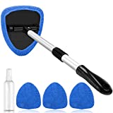 AstroAI Windshield Cleaner, Microfiber Car Windshield Cleaning Tool with 4 Reusable and Washable Microfiber Pads and Extendable Handle Auto Inside Glass Wiper Kit, Blue