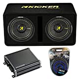 Kicker Bundle 44DCWC102 CompC Ported 10" Loaded Sub Box w/ CXA800.1 Amp & Wire Kit