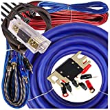 Gravity 1/0 Gauge Power Amp Kit Up to 6500 Watts Premium Elite Pro Flexible RCA Speakers Wires , 250A + 300A Fuse Included , Complete Blue DIY Hobbyist AWG Amplifier Installation Wiring
