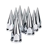 United Pacific 10570 33mm x 4 7/8 Chrome Plastic Super Spike Push-On Nut Covers, 33mm Push-on Lug Nut Fitting, Truck Accessories - Pack of 10