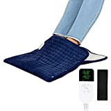 Heating Pad, 2-in-1 Electric Foot Warmer and Heat Pad, 10-90min Auto Shut Off, 86℉~158℉ Temperature Setting, 18" x 27.5" Foot Heating Pads with an Elastic Belt for Feet, Back, Waist, Abdomen (Navy)
