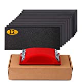 Sandpaper 120 to 2500 Girt Sand Paper with Sanding Block Sander, Wet Dry Waterproof Abrasive Sanding Sheets Assortment for Automotive Car Wood Metal Glass Polishing Finishing, 9х3.6 Inch