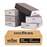 MICHENG Sanding Sponges, 6PCs Sanding Blocks Assortment, Reusable Sandpaper Blocks in 6080100120180220 Grit, Coarse and Fine Sanding Pads for Woodwork Crafts Drywall Repair Glass Metal