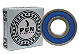 PGN (10 Pack) 6202-2RS Bearing - Lubricated Chrome Steel Sealed Ball Bearing - 15x35x11mm Bearings with Rubber Seal & High RPM Support