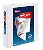 Avery Heavy-Duty View Binder, 1 1/2" One Touch Slant Rings, 400-Sheet Capacity, White, Pack of 1
