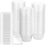 PlastX 2 Oz Cups with Airtight Lids 200 Sets, Clear, Stackable, Portion Control Cups, Souffle Cups, Condiments Sauce Container, Great for Jello Shots, Slime Cup, Food Sampling Cup, Meal Prep,