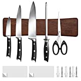 HOSHANHO Knife Magnetic Strip, Acacia Wood Magnetic Knife Strips, Magnetic Knife Holder for Wall 10 Inch Use as Magnetic Tool Organizer, Home Organizer