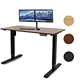 Electric Standing Desk Adjustable Height - 48 x 24 Inches Sit Stand Computer Desk, 4 Memory Preset Controller Home Office Stand Up Table Work Station. (Black Frame/Walnut Top)