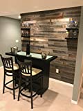 Real Weathered Wood Planks Walls - Rustic Reclaimed barn Wood Paneling Accent Walls, Easy Nail up Application (104 square feet)