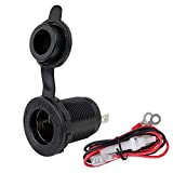 Female 12 Volt Cigarette Lighter Socket Car Automotive Marine ATV Truck RV Boats Lighter Socket Power Outlet Socket Receptacle, DAMAVO YM1084 12V/24V DC Flush Mount with Waterproof Plug (1 PC)