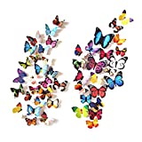 eoorau 80PCS Butterfly Wall Decals - 3D Butterflies Decor for Wall Removable Mural Stickers Home Decoration Kids Room Bedroom Decor