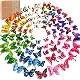 YGEOMER 96pcs 3D Butterfly Wall Decals Colorful Butterflies Decor Removable Mural Stickers Home Decorations with Double Wings, 8 Colors with Magnets for Kids Bedroom