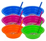 Arrow Sip-A-Bowl with Built-In Straw, 22oz, 6pk Bowl Set - BPA Free Reusable Bowls with Straws for Kids to Stop Liquid Spills - Great for Cereal, Ice Cream, Soup, Milk - Blue, Pink, Green, Orange