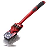 Mothers Car Wash Brush, Wheel and Fender Brush, Long Handle Tire Cleaner for Car Detailing, 19 Inch, Red/Black