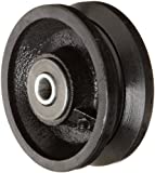 RWM Casters VIR-0415-08 4" Diameter X 1-1/2" Width Cast Iron V-Groove Wheel with Straight Roller Bearing, 700 lbs Capacity , Black