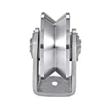 3in V Groove Wheel Stainless Steel Groove Wheel Heavy Duty Track Wheel Rigid Caster Sliding Gate Roller Wheel Double Bearing for Swing Sliding Gate