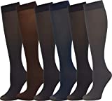 Queen Size Trouser Socks for Women, 6 Pairs Plus Stretchy Opaque Knee High Dress Sock (6 Pairs - Assorted #2)
