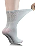 Yomandamor Women's 5 Pairs Non-Binding Cotton Crew Diabetic/Dress Socks with Seamless Toe and Cushion Sole