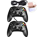 Mekela 2 Packs Classic Wired Controller Gamepad Joysticks for Xbox S Type Console (Black and Black)