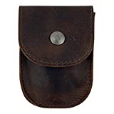 Hide & Drink, Holster Pouch Handmade from Full Grain Leather - Durable Waist Bag for Coins, Change, Headphones, Personal Items, Hardware - Conveniently Attaches to Belt, Snap Closure - Bourbon Brown