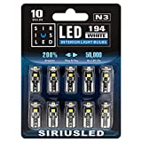 SIRIUSLED 194 LED Bulbs Extremely Super Bright 3030 Chipset for Car truck Interior Dome Map Door Courtesy Marker License Plate Lights Compact Wedge T10 168 2825 Xenon White Pack of 10
