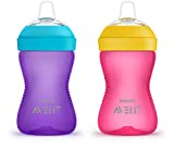 Philips AVENT My Grippy Spout Sippy Cup with Soft Spout and Leak-Proof Design, Pink/Purple, 10oz, 2pk, SCF801/22