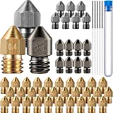 0.4 mm 3D Printer Extruder Nozzle Hardened Steel, Stainless Steel, Brass Nozzle High Temperature Wear Resistant Nozzle and Cleaning Needle Compatible with MK8 Makerbot, Ender 3 (50)