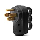 OPL5 Heavy Duty RV 50 Amp Male Plug Replacement Electrical Plug Adapter with Handle RV Power Cord – 50A 125/250V 4-Prong Male for RV, Camper, Caravan (50A Male Plug)