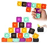Jawhock 20 Pieces Push Pop Bubble Fidget Toy, Simple Sensory Stitching Bubbles, Fidget Buliding Blocks Toy - Stress Reduction and Anxiety Relief Silicone Sensory Sequeeze Toy for Children