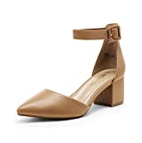 DREAM PAIRS Women's Annee Nude Pu Low Heel Pump Shoes - 7.5 M US