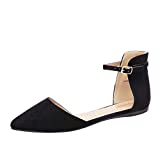 DREAM PAIRS Flapointed-Ankle Women's Casual D'Orsay Pointed Plain Ballet Comfort Soft Slip On Flats Shoes New Black Suede Size 7.5