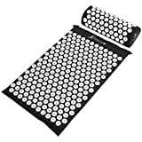 ProsourceFit ProSource Acupressure Mat and Pillow Set for Back/Neck Pain Relief and Muscle Relaxation, Black