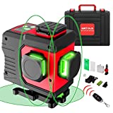 WETOLS 12 Lines Laser Level, 3x360° 3D Green Cross Line, Rechargeable Li-ion battery, Remote Controller, Switchable & Auto Self-Leveling, Three-Plane Leveling & Alignment, with Portable Toolbox WE-185