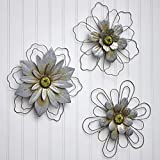 The Lakeside Collection Rustic Galvanized Metal Hanging Wall Flowers Decor - Set of 3 - Wire Outline