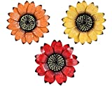 YEAHOME Metal Flower Wall Decor - 9 inch Wall Art Decorations Sunflower Decor Hanging for Bathroom, Bedroom, Living Room - Office/Home Fall Decorations Boho Art, Set of 3 Handmade Gift for Indoor or Outdoor