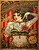 Red Horse Designs Chapel Tattoo Shop Advertisement, Full-Color Unframed Poster, Vintage Tattoo Lady