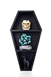 Stan’s Spooky Strangeness Coffin Shelf - Wooden Gothic Decor for Home - Black Hanging Bookshelf for Wall or Table Top - Bathroom or Bedroom Curio Shelves for Oddities - 14×7.5×3.8-Inch