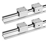 Linear Rail Guide 20mm 2Pcs SBR20-1500mm(59.1 inch) Linear Slide Rail + 4Pcs SBR20UU Bearing Linear Guide Slide Blocks for CNC Machine