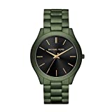 Michael Kors Men's Slim Runway Quartz Watch with Stainless Steel Strap, Green, 22 (Model: MK8715)